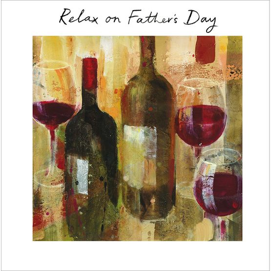 Fathers Day Card - Red Wine Bottles and Glasses