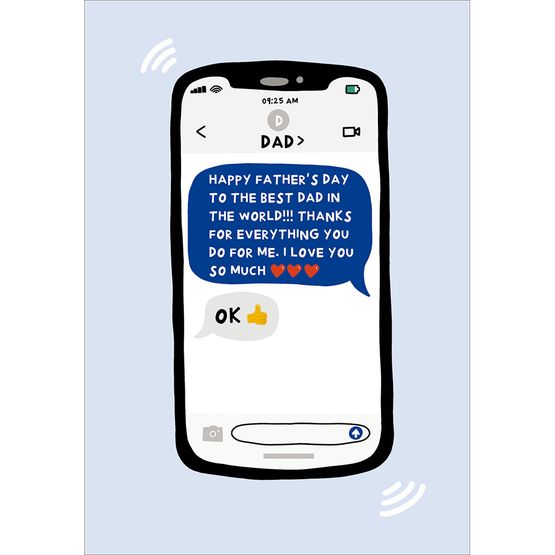 Fathers Day Card - Text On Mobile To Dad