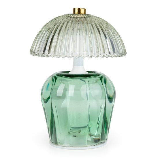 Candlelight - Green Vintage Ridged Glass LED Table Lamp
