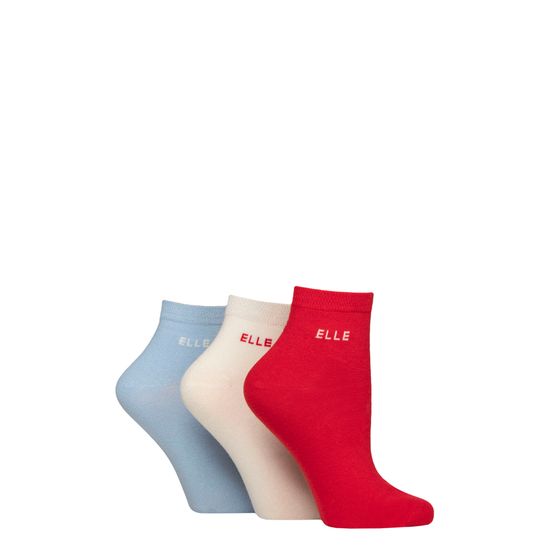 Elle - Plain Cotton Anklets Seafarer 3 Pair Pack