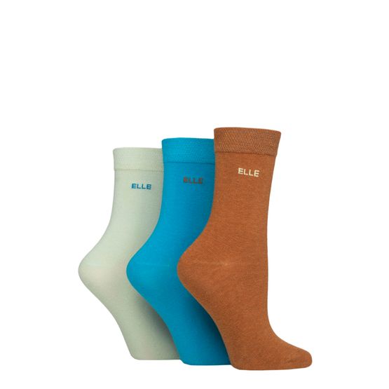 Elle - Plain Cotton Socks Storm 3 Pair Pack