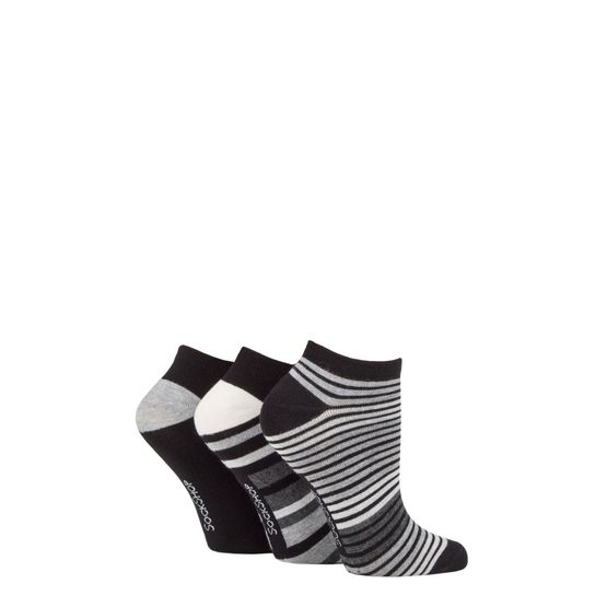 Sockshop - Bamboo No Shows Socks Black Stripe 3 Pair Pack