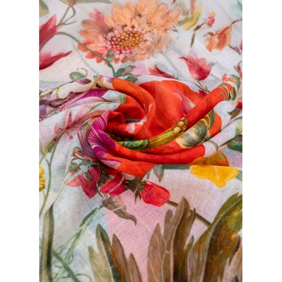 Powder - Linen Mix Scarf Fine Flowers