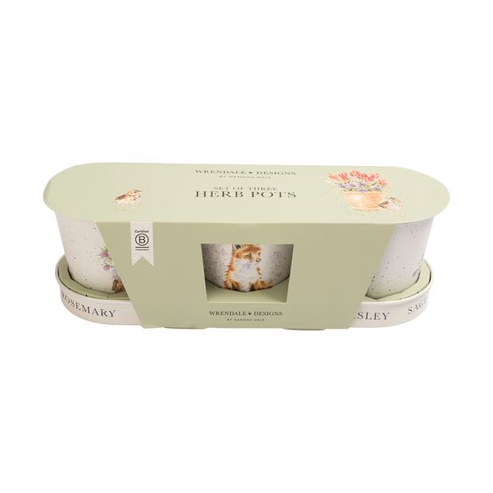 Wrendale Designs - Woodland Set of 3 Herb Pots with Tray