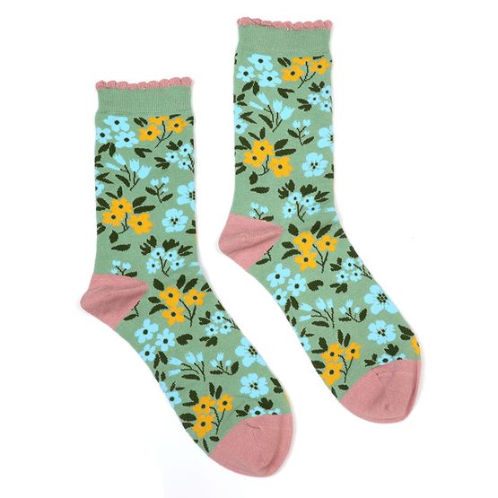Peace Of Mind - Ankle Socks Aqua Floral