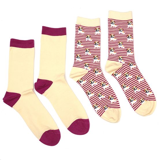 Peace Of Mind - Ankle Socks 2 Pair Pack Jack Russell Cream