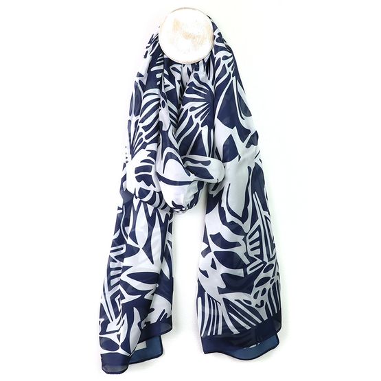 Peace Of Mind - Monochrome Abstract Tropical Print Recycled Poly Silk Feel Scarf
