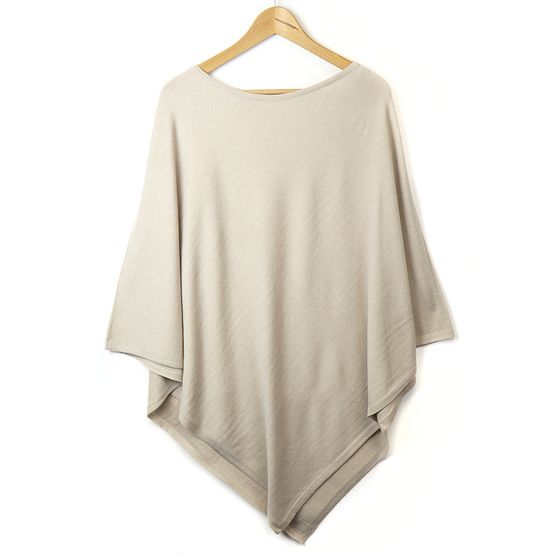 Peace Of Mind - Oatmeal Fine Knit Recycled Poly/Viscose Blend Poncho