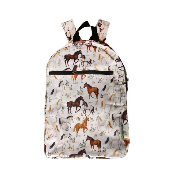 Eco Chic - Lightweight Foldable Backpack Beige Wild Horses