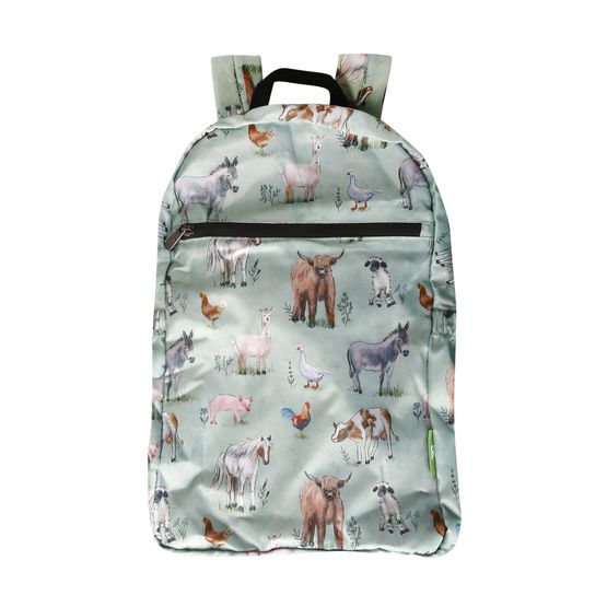 Eco Chic - Lightweight Foldable Backpack Sage Farm Animals