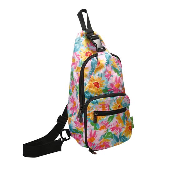 Eco Chic - Lightweight Foldable Crossbody Bag Blue Sunflower Crossbody Bag