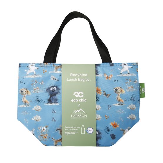 Eco Chic - Lightweight Foldable Lunch Bag Blue Whimsy Dogs
