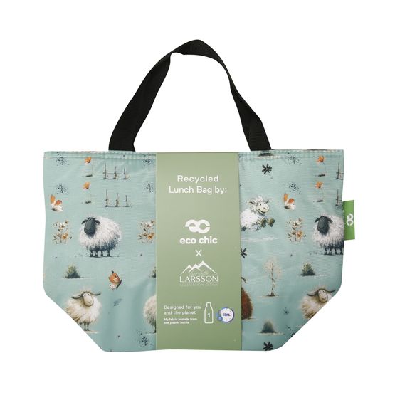Eco Chic - Lightweight Foldable Lunch Bag Green Whimsy Sheep