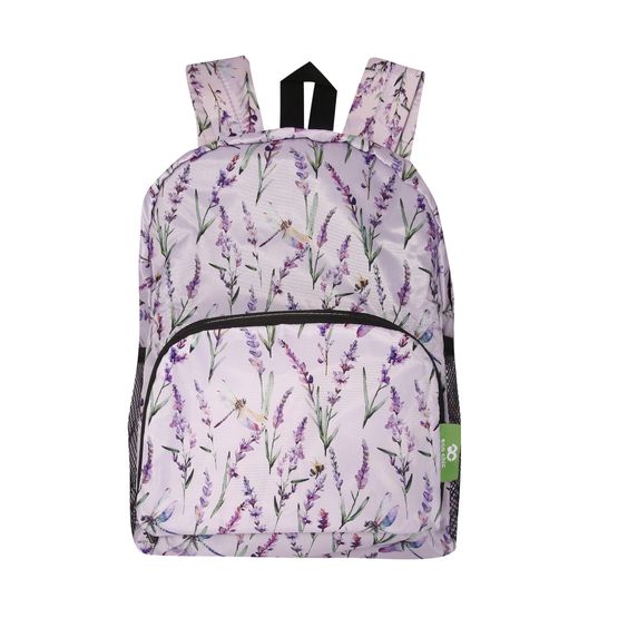 Eco Chic - Lightweight Foldable Mini Backpack Lilac Lavender with Dragonfly