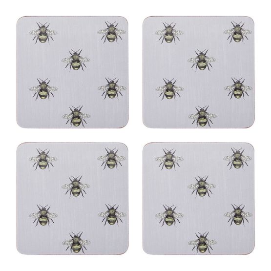 Creative Tops - Bee Print Pack of 4 Premium Coasters