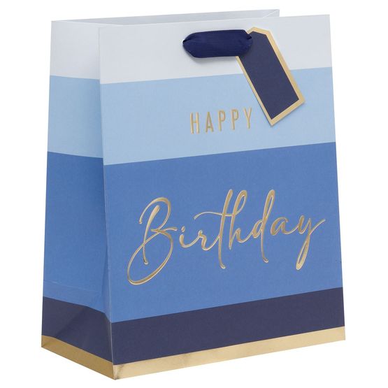 Glick - Bag Large Happy Birthday Stripe Blue