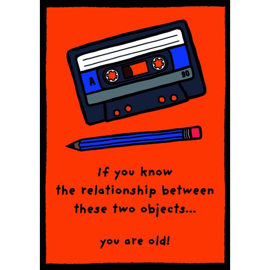 Cassette Tape And Pencil Greetings Card