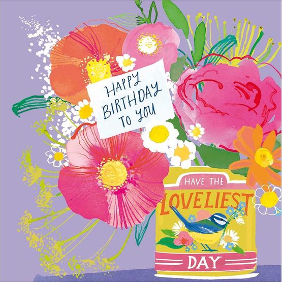 Flowers in Tin Vase Greetings Card