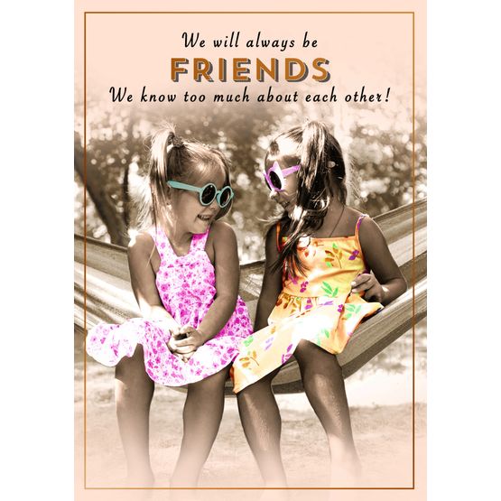 Friends With Sunglasses Sitting In Hammock Greetings Card