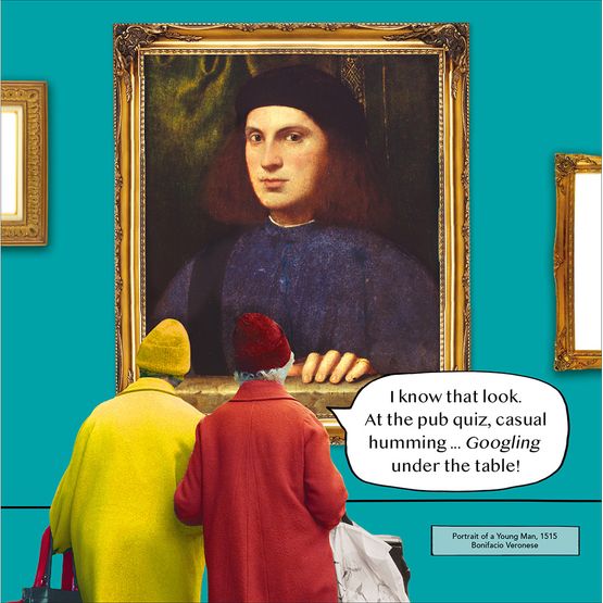 Googling at the Pub Quiz Greetings Card