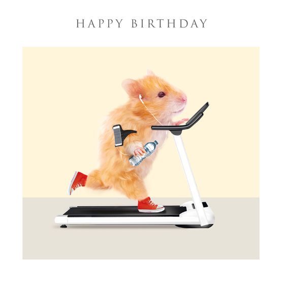 Hamster On Treadmill Greetings Card