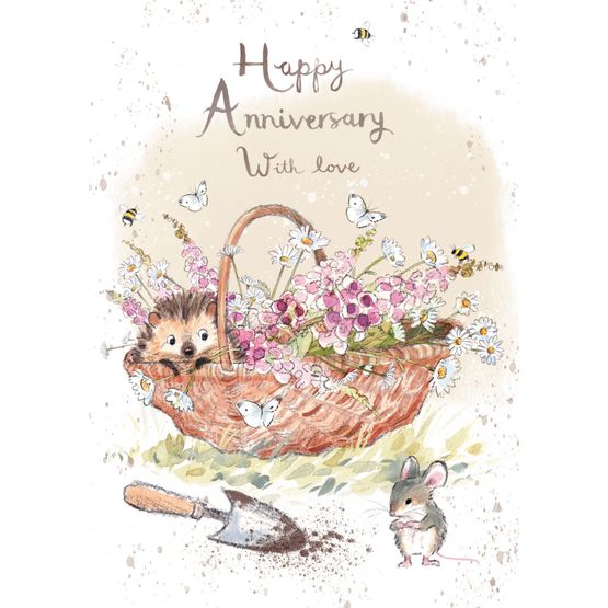 Hedgehog In Flower Basket Greetings Card