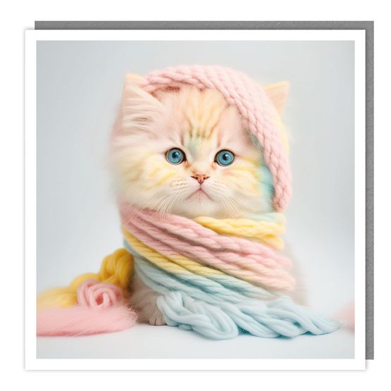 Wrapped Kitten Greetings Card