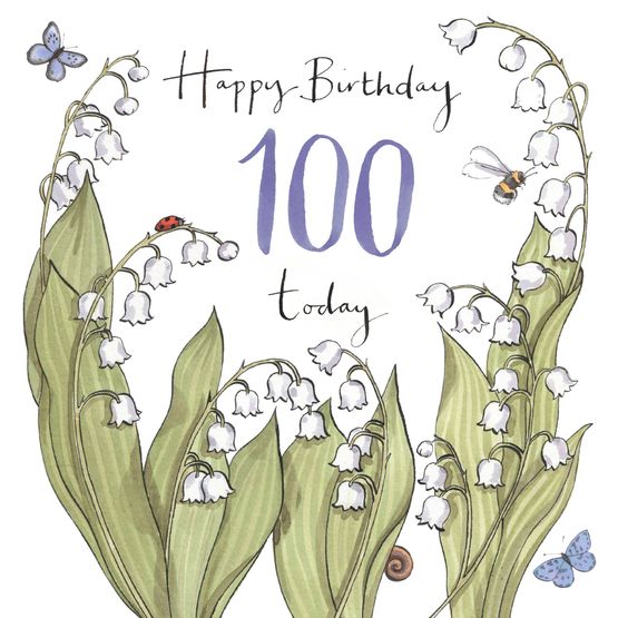 Lily Of The Valley 100th Birthday Greetings Card