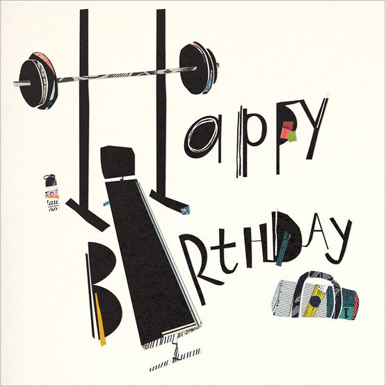 Reps, Weights And Birthday Cake Greetings Card