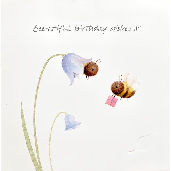 Two Bees And Bluebells Greetings Card