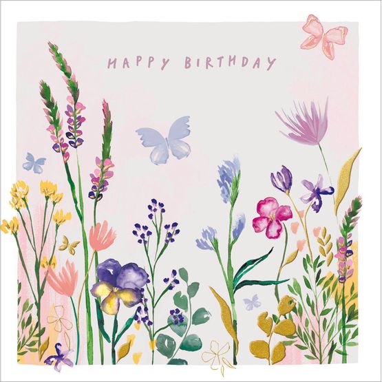 Wild flowers and butterflies Greetings Card