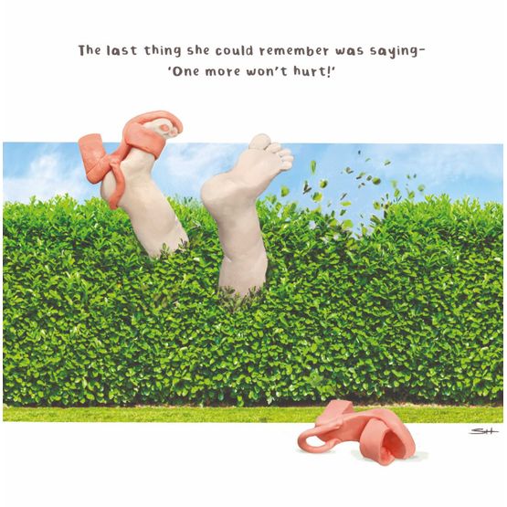 Woman Falling Into Hedgerow Greetings Card