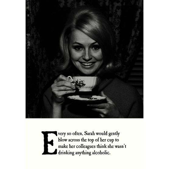 Woman Having A Cup Of Tea Greetings Card