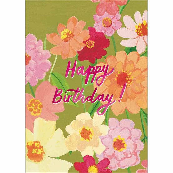 Zinnias Greetings Card