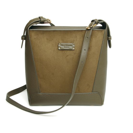 Alice Wheeler London - Kensington Suedette Cross Body Bag Olive
