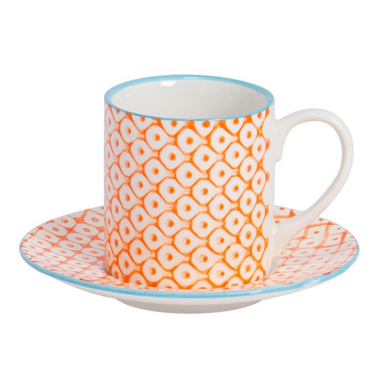 Nicola Spring - Espresso Cup &amp; Saucer Set - Orange