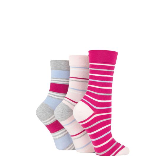 Socksock - Bamboo Gentle Socks Pink Stripes 3 Pair Pack
