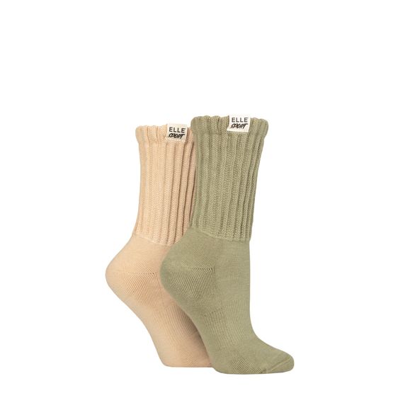 Elle - Slouch Sport Socks Khaki/Beige 2 Pair Pack