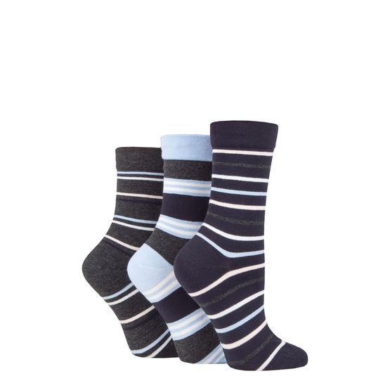 Sockshop - Bamboo Gentle Socks Blue Stripes 3 Pair Pack