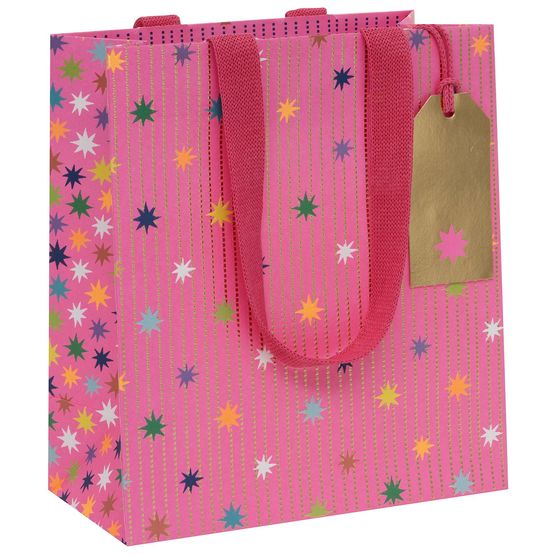 Glick - Medium Gift Bag Star Garland Pink