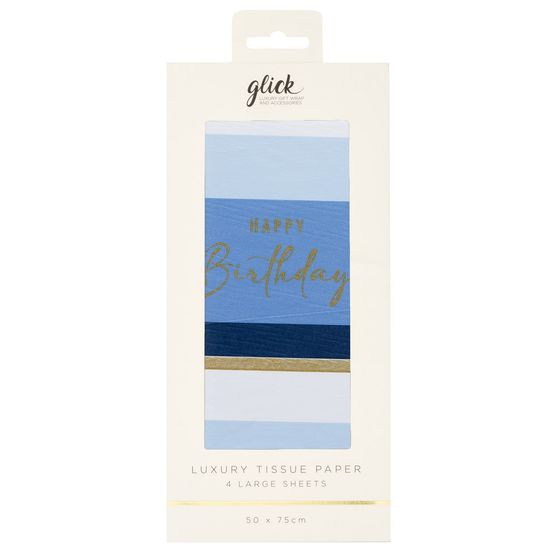 Glick - Birthday Stripe Blue Tissue