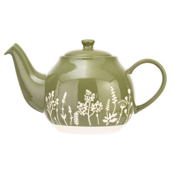 Siip - Wax Resist Floral 6 Cup Teapot Green