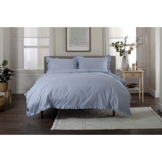 The Lyndon Company - Gingham Frilled Duvet Set Fog