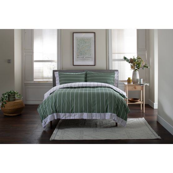 The Lyndon Company - Pinstripe Duvet Set Sage