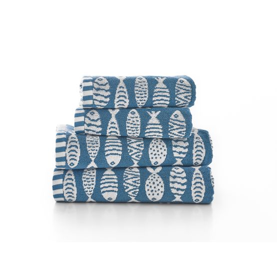 Lobster Creek - Small Fish Towel White &amp; Blue