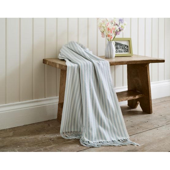 Lobster Creek - Salcombe Stripe Throw Sky Blue
