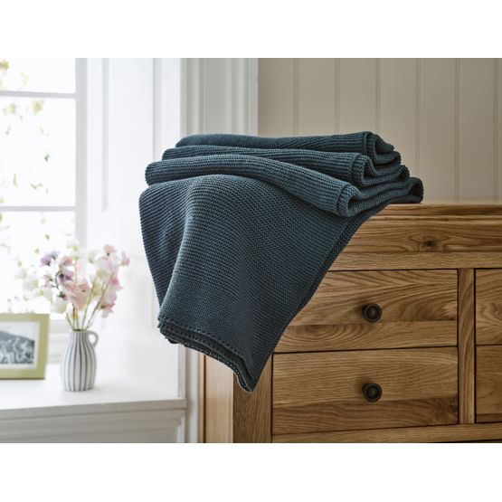 Lobster Creek - Saunton Stitch Throw Sea Blue
