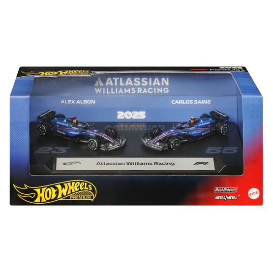 Hot Wheels - Premium Formula 1 Atlassian Williams Racing Toy Car 2 Pack