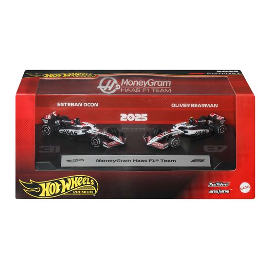 Hot Wheels - Premium Formula 1 MoneyGram Haas F1 Team Toy Car 2 Pack