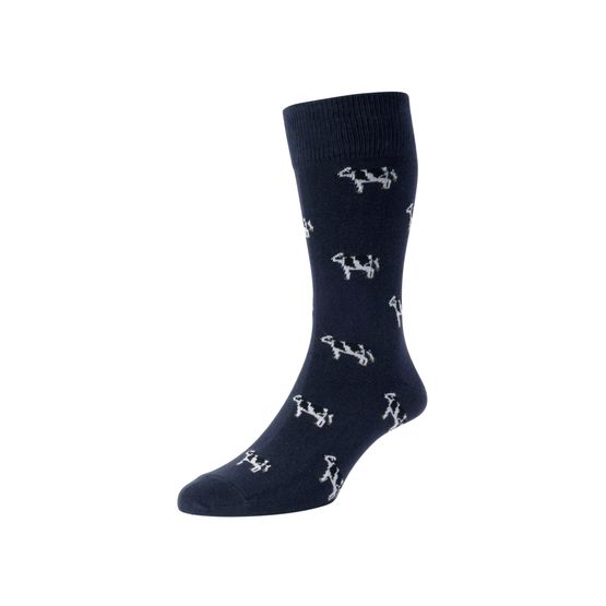 HJ Hall Cow Cotton Rich Socks Navy HJ62